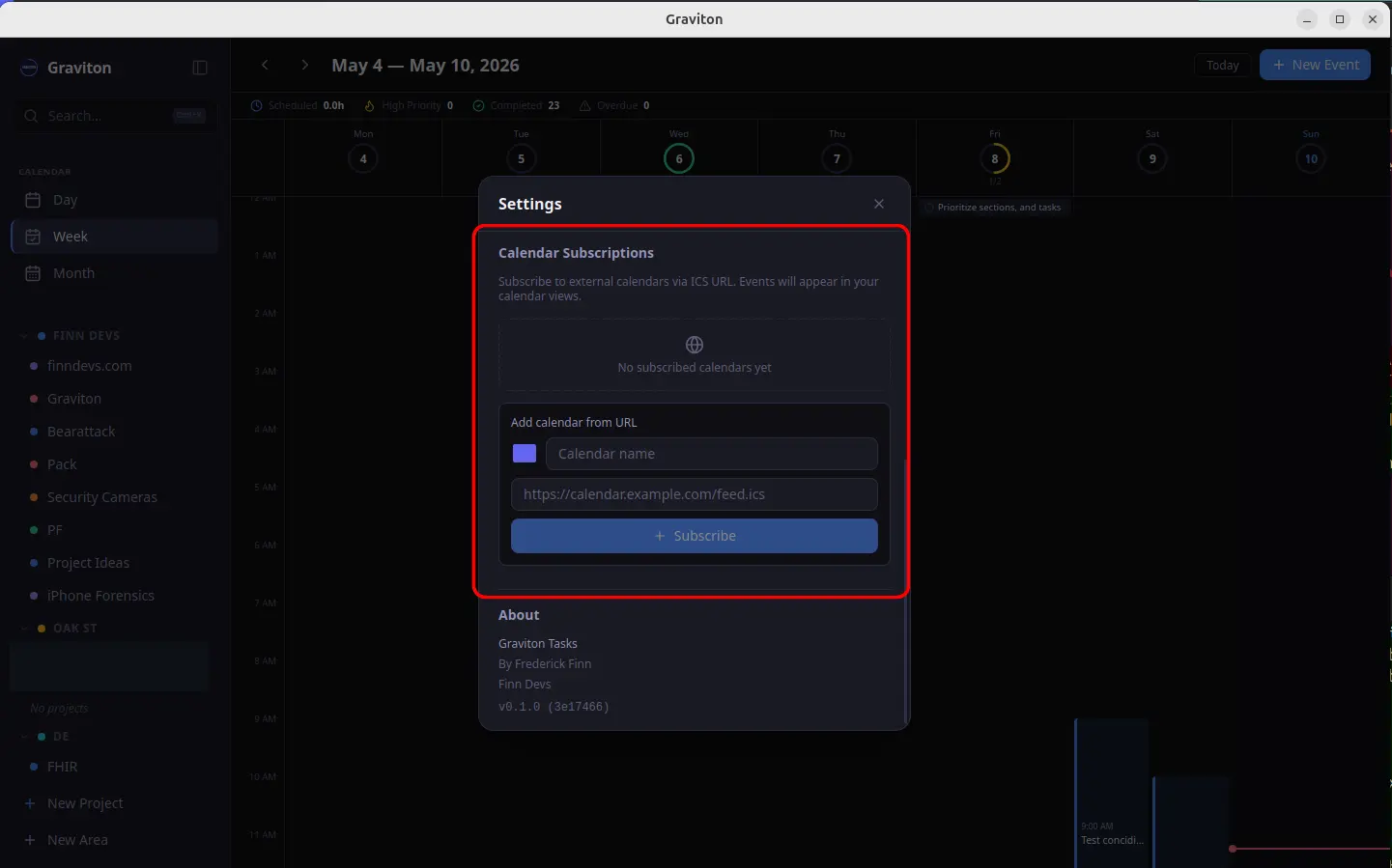 Graviton calendar subscriptions via ICS URL